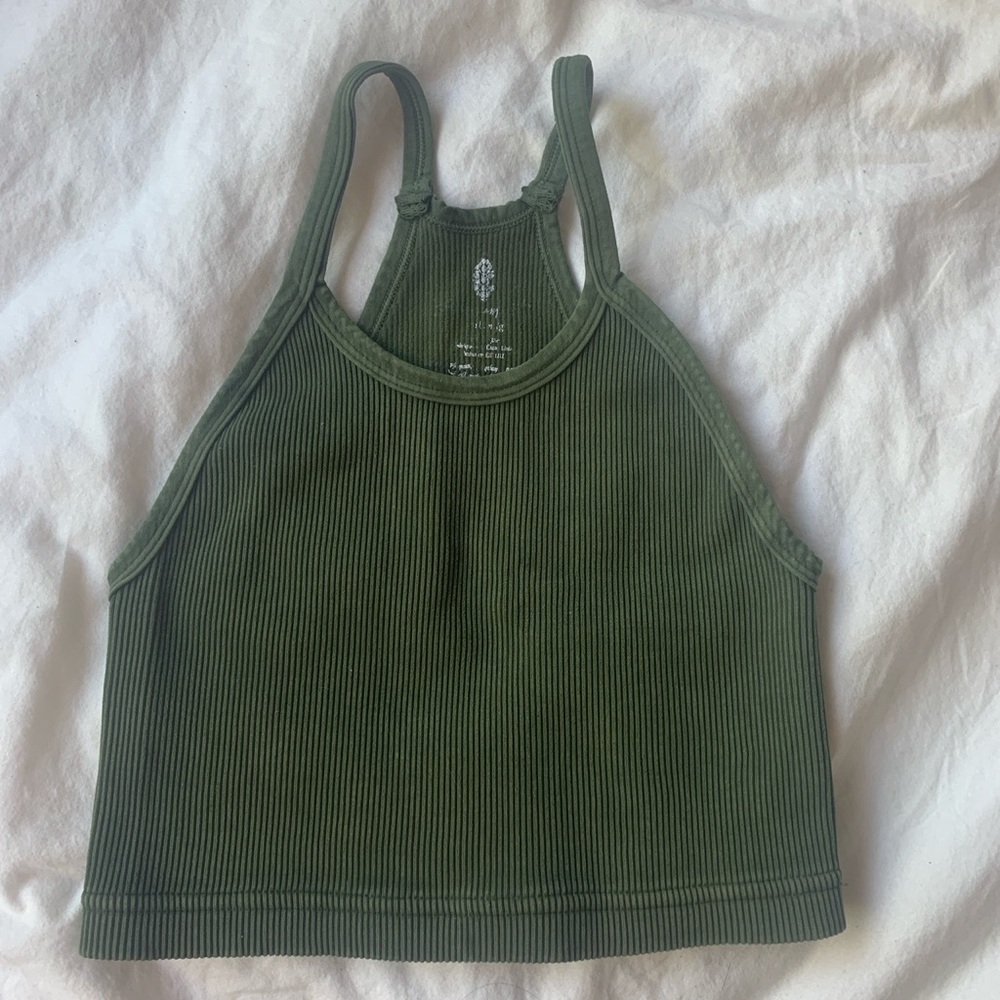 Army Green Happiness Runs Crop Tank
